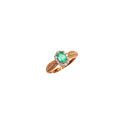 Oval Green Alexis with Round Zirconia Ring