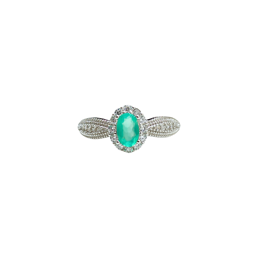 Oval Green Alexis with Round Zirconia Ring