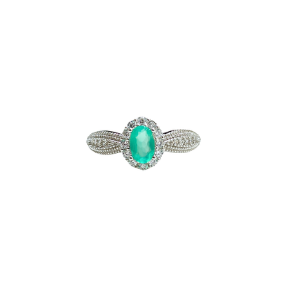 Oval Green Alexis with Round Zirconia Ring