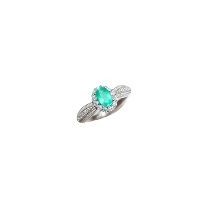 Oval Green Alexis with Round Zirconia Ring