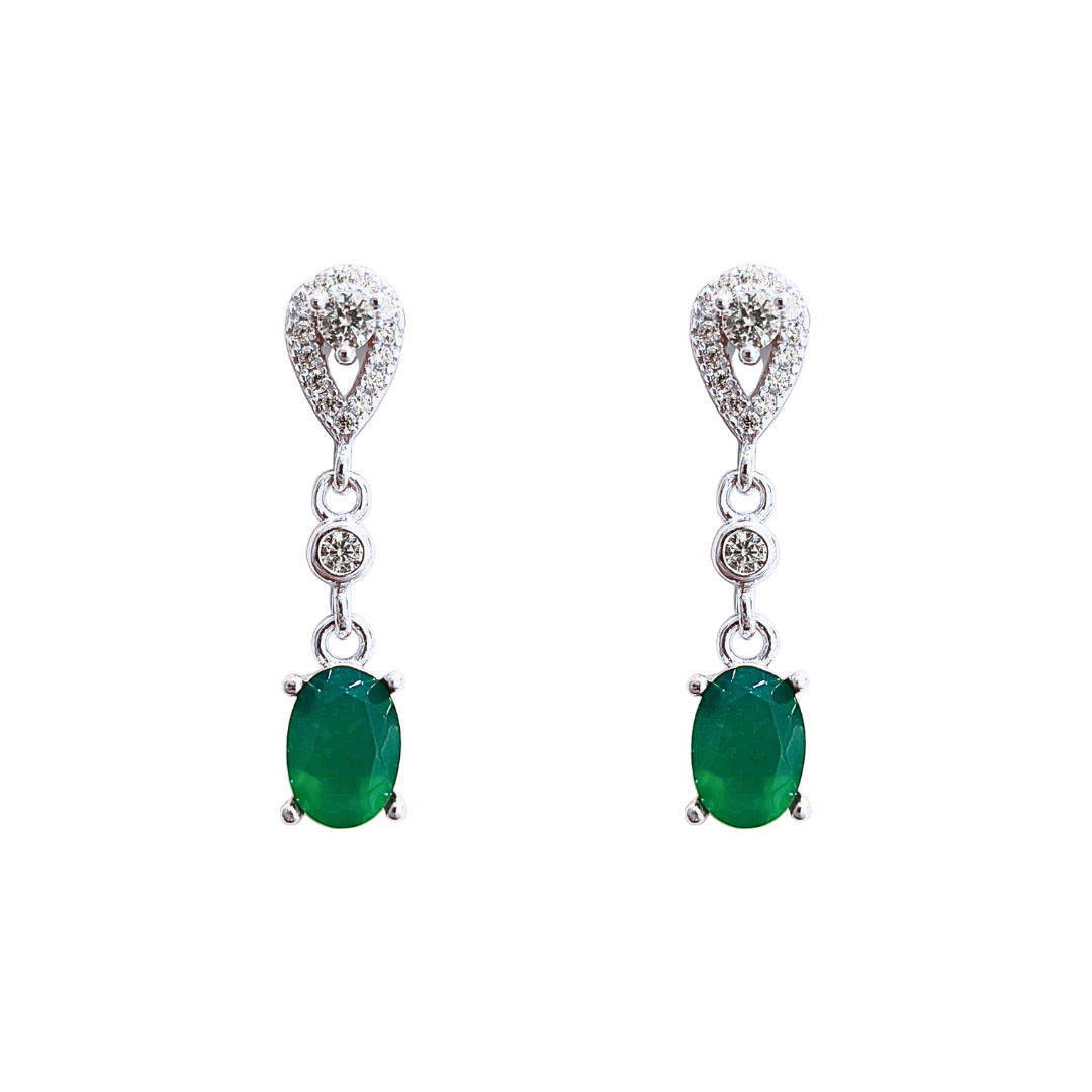 Round green Alex stone earrings