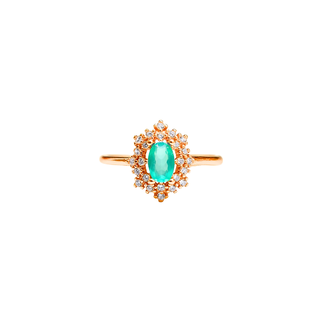 Oval Green Alexis with Round Zirconia Ring