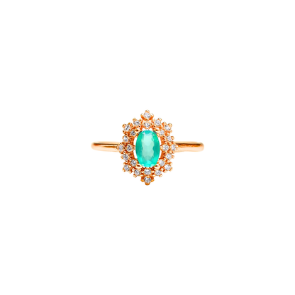 Oval Green Alexis with Round Zirconia Ring