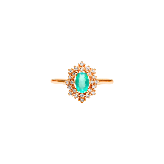 Oval Green Alexis with Round Zirconia Ring