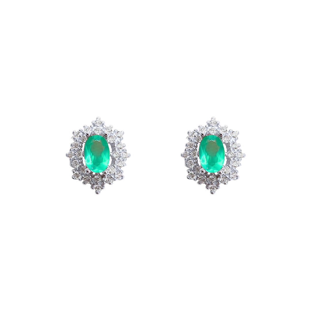 Round green Alex stone earrings