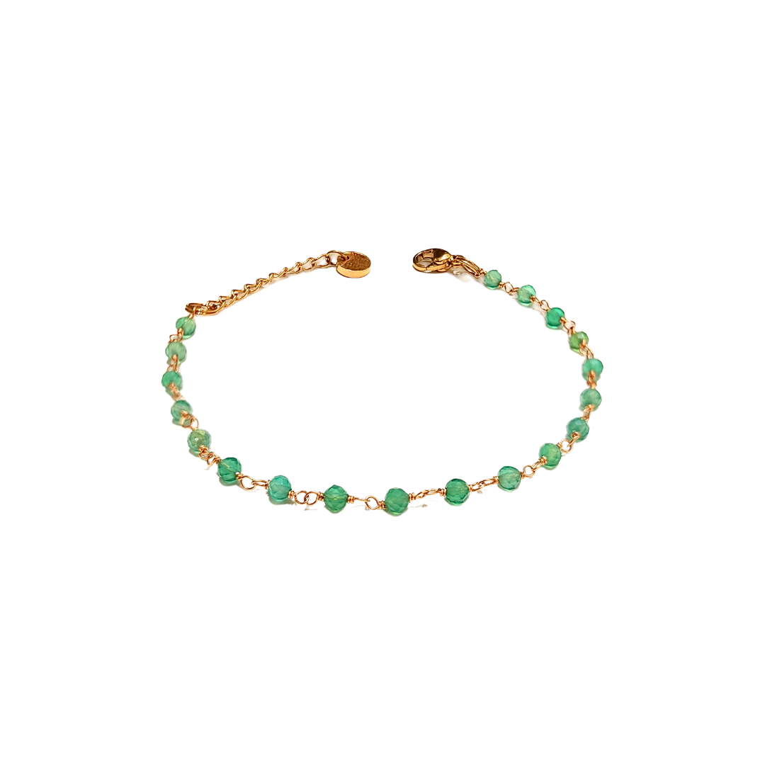 Mini Malachite Beads and Green Anis Retractable Bracelet 