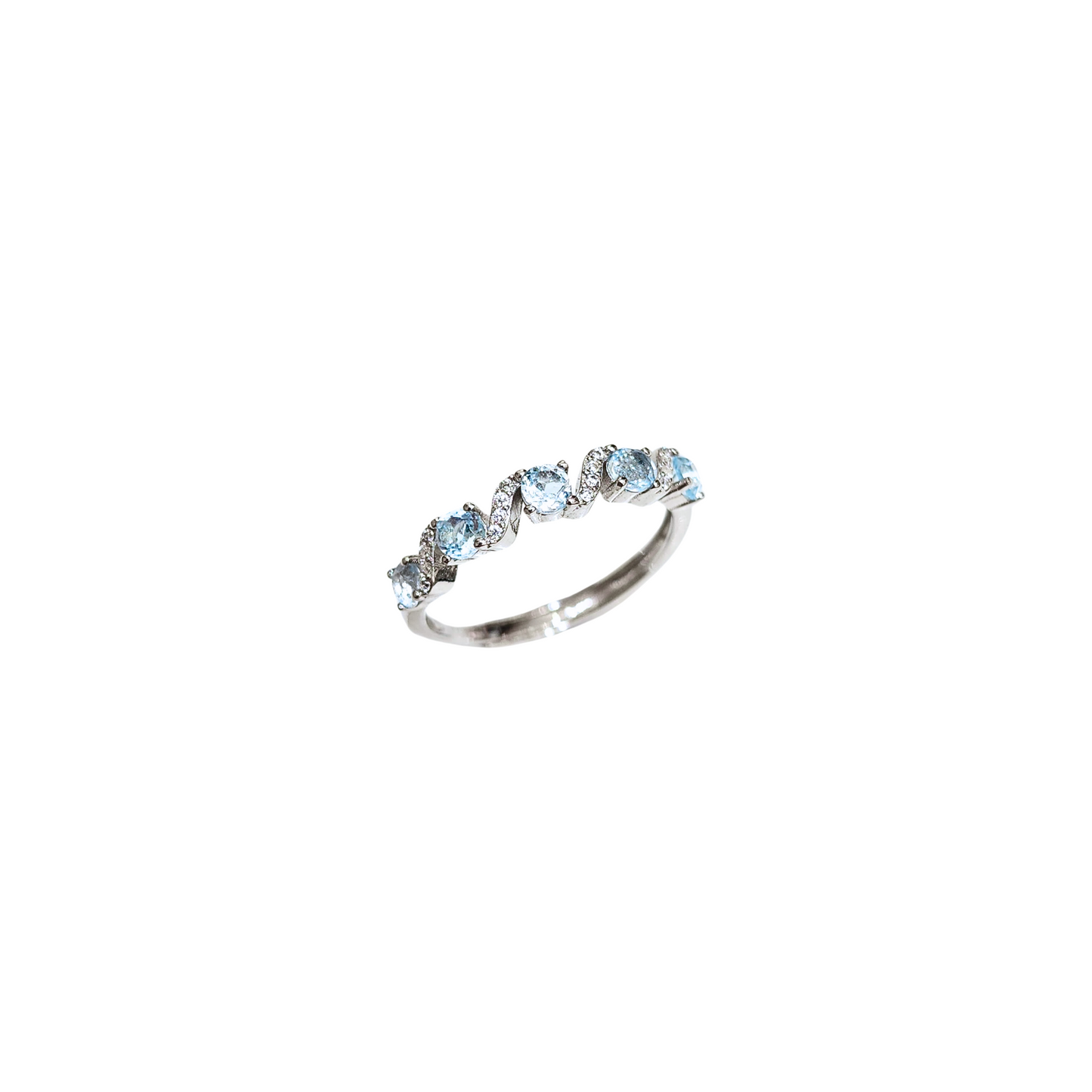 Oval Sky Blue Topaz Ring with Round Zirconia