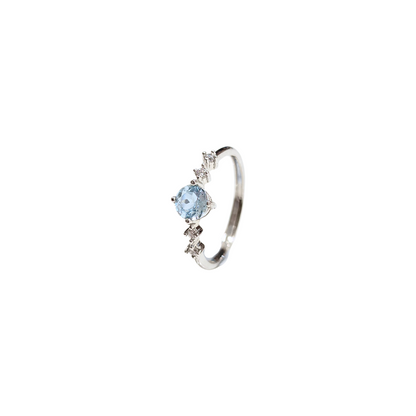 Lucky Clover sky blue topaz four-leaf clover ring