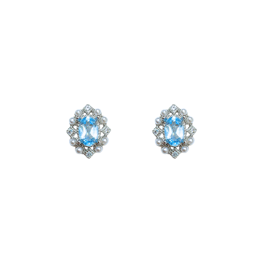 Round sky blue topaz earrings