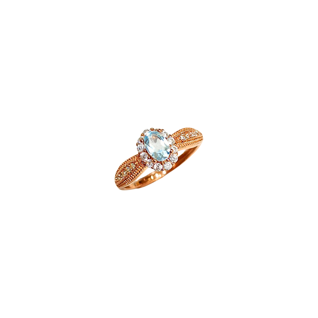 Lucky Clover sky blue topaz four-leaf clover ring