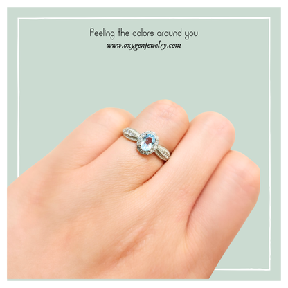 Lucky Clover sky blue topaz four-leaf clover ring