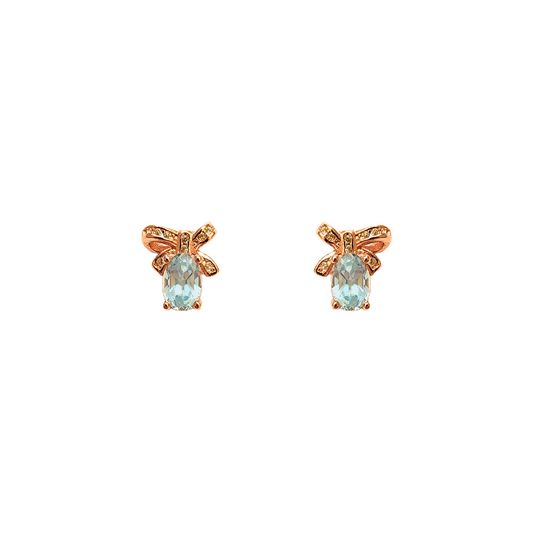 Ribbon Bow sky blue topaz bow earrings