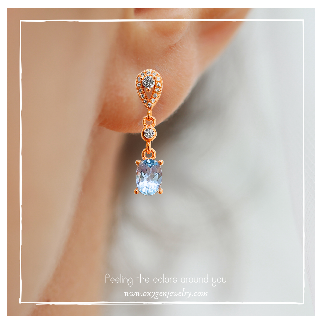 Round sky blue topaz earrings