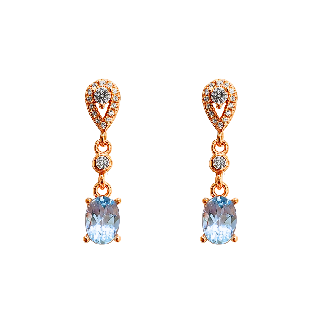 Round sky blue topaz earrings