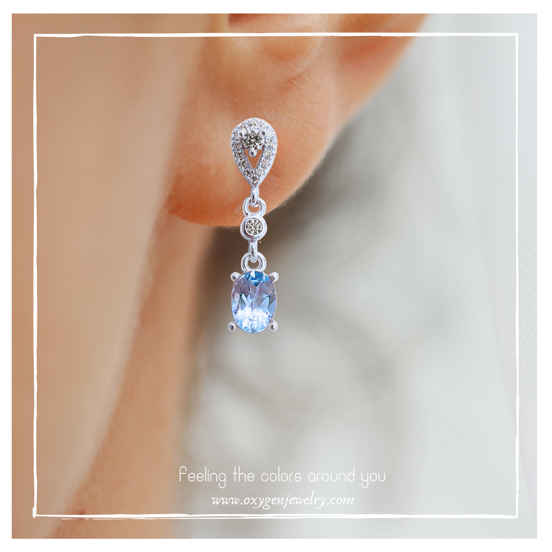 Round sky blue topaz earrings