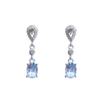 Round sky blue topaz earrings