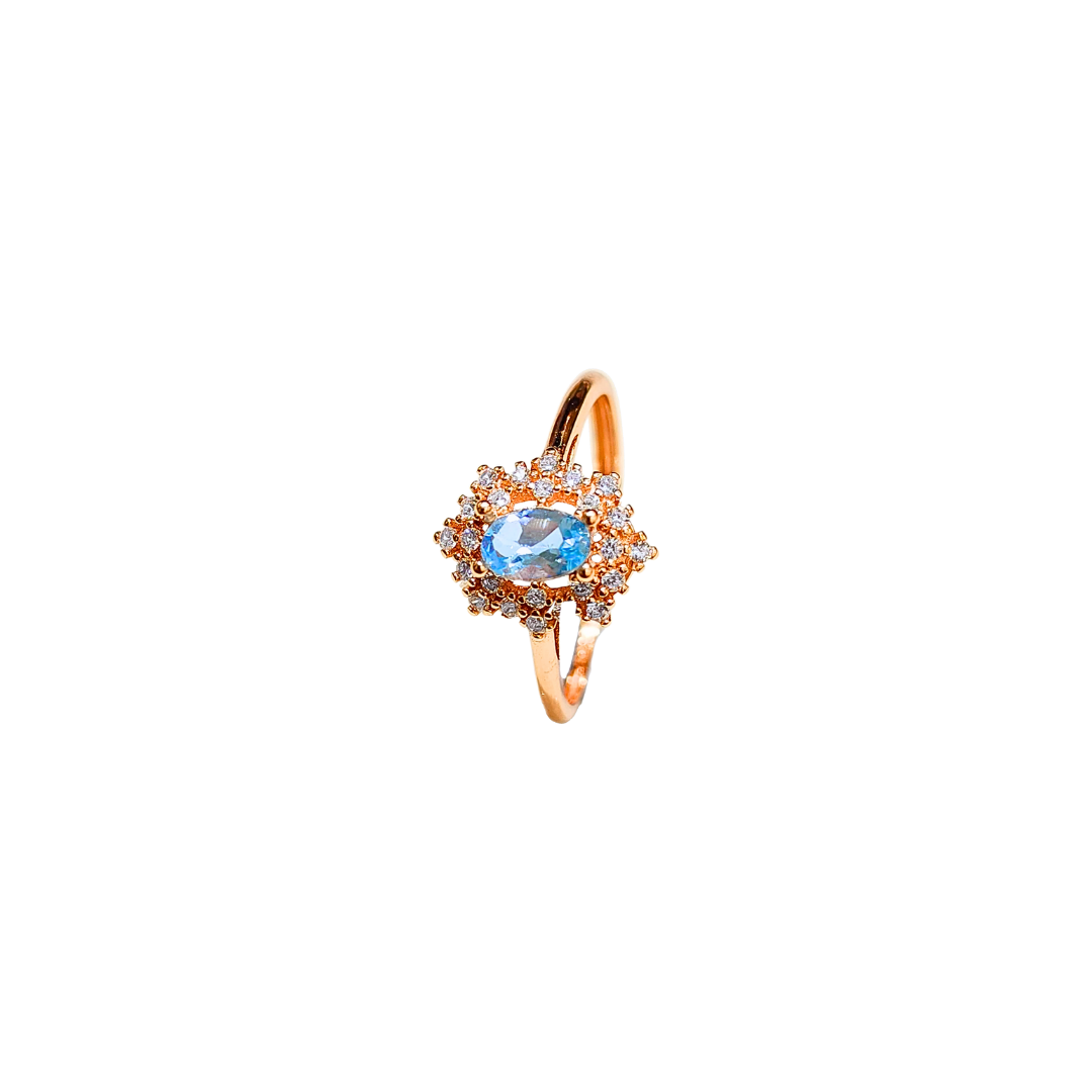 Lucky Clover sky blue topaz four-leaf clover ring