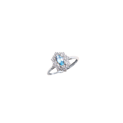 Lucky Clover sky blue topaz four-leaf clover ring