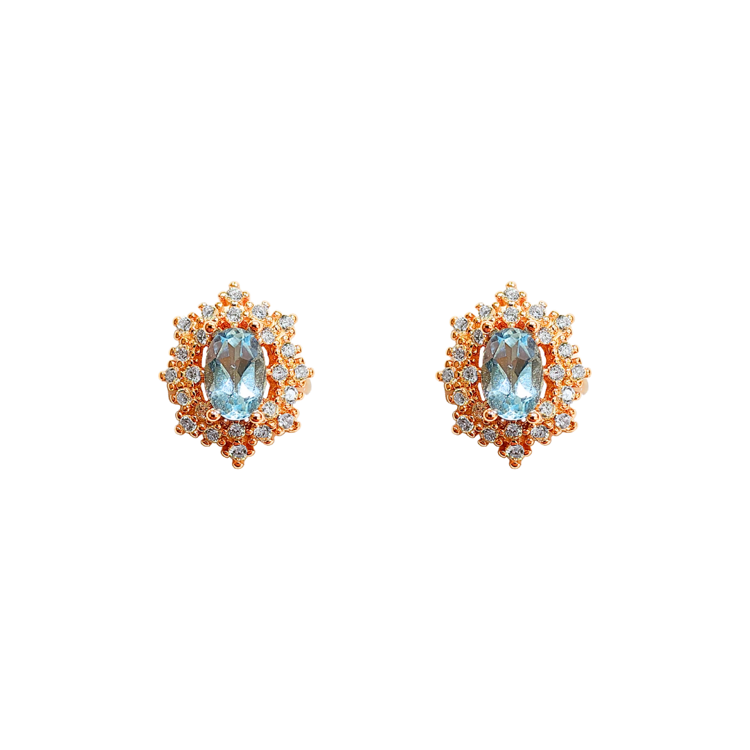 Round sky blue topaz earrings