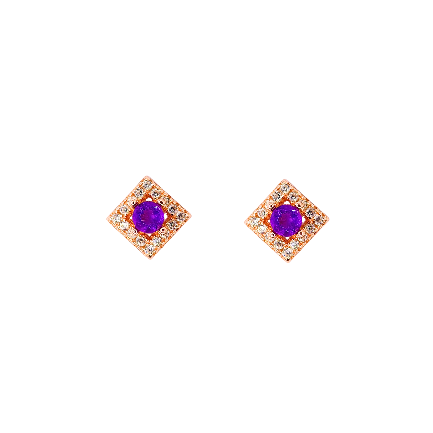 Round amethyst stone earrings