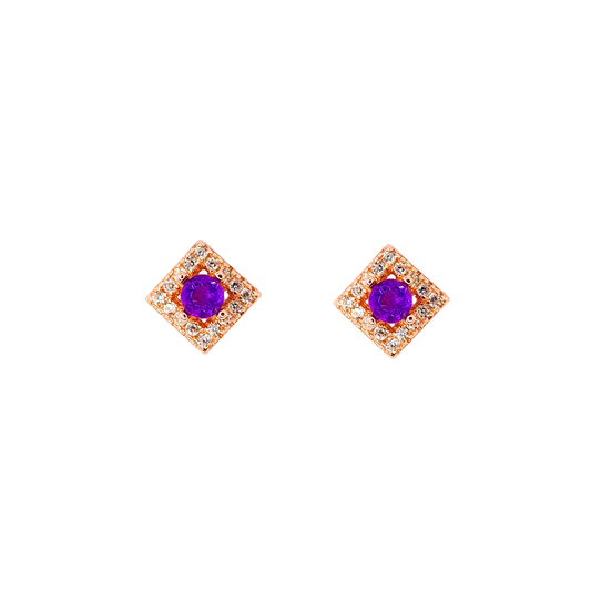 方形紫晶圍石耳釘