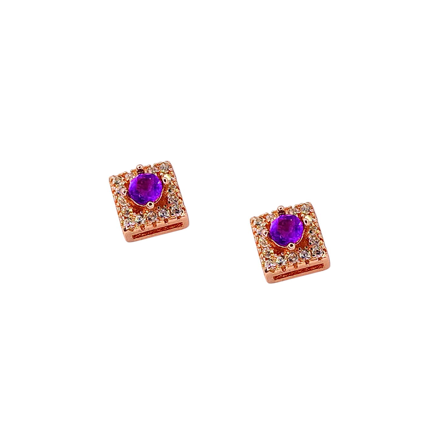 Round amethyst stone earrings