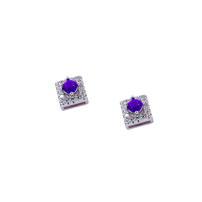 Round amethyst stone earrings