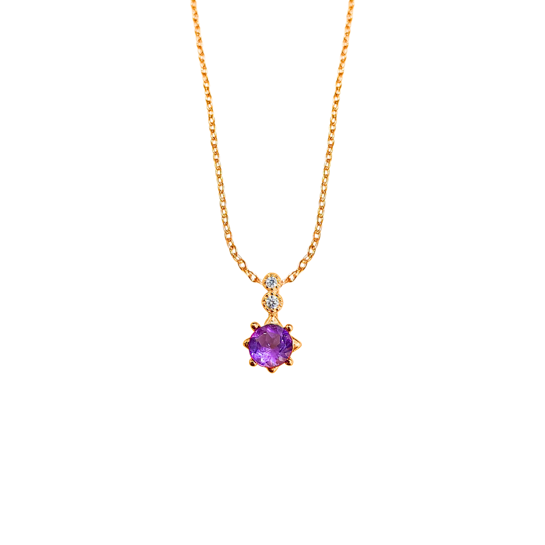 Lucky Clover amethyst four-leaf clover necklace