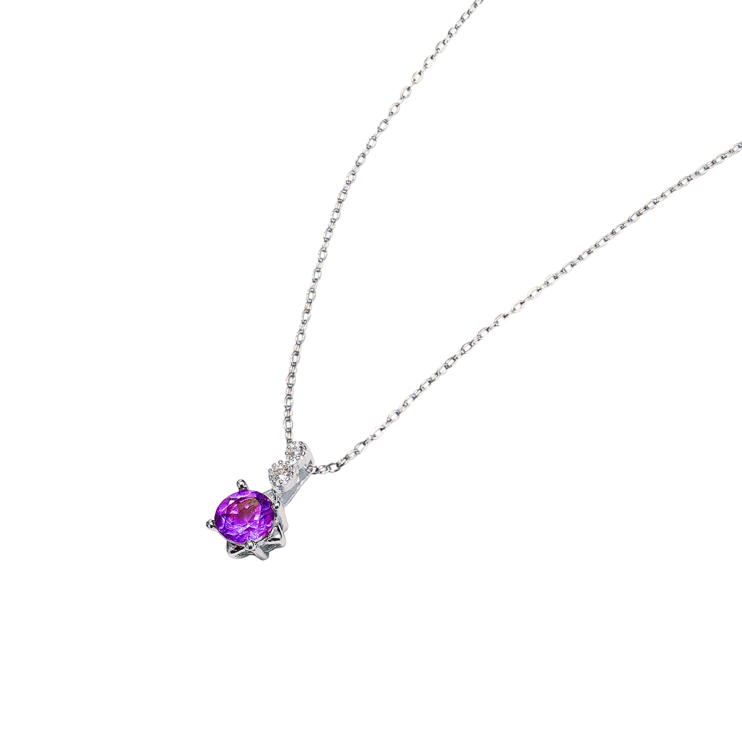 Lucky Clover amethyst four-leaf clover necklace