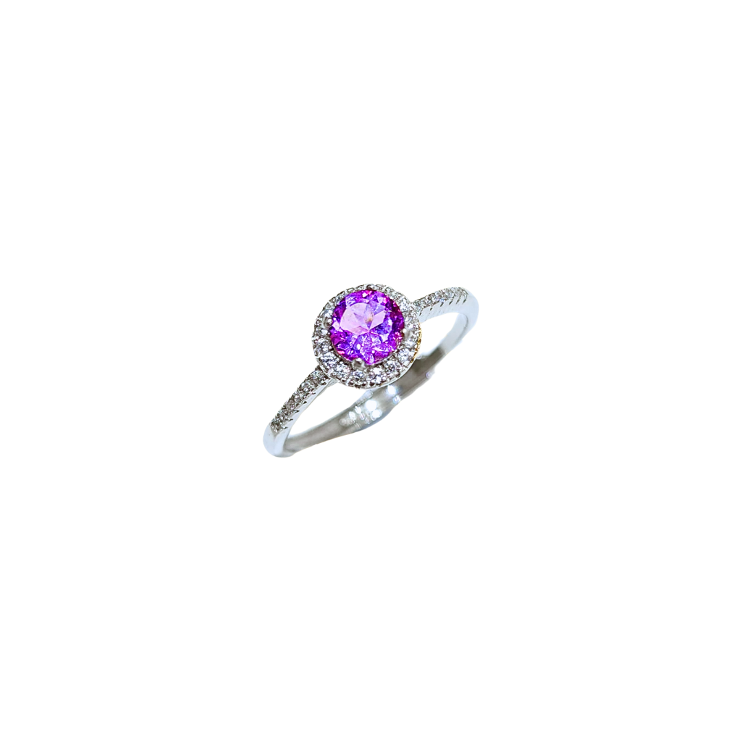 Oval Amethyst and Round Zirconia Ring