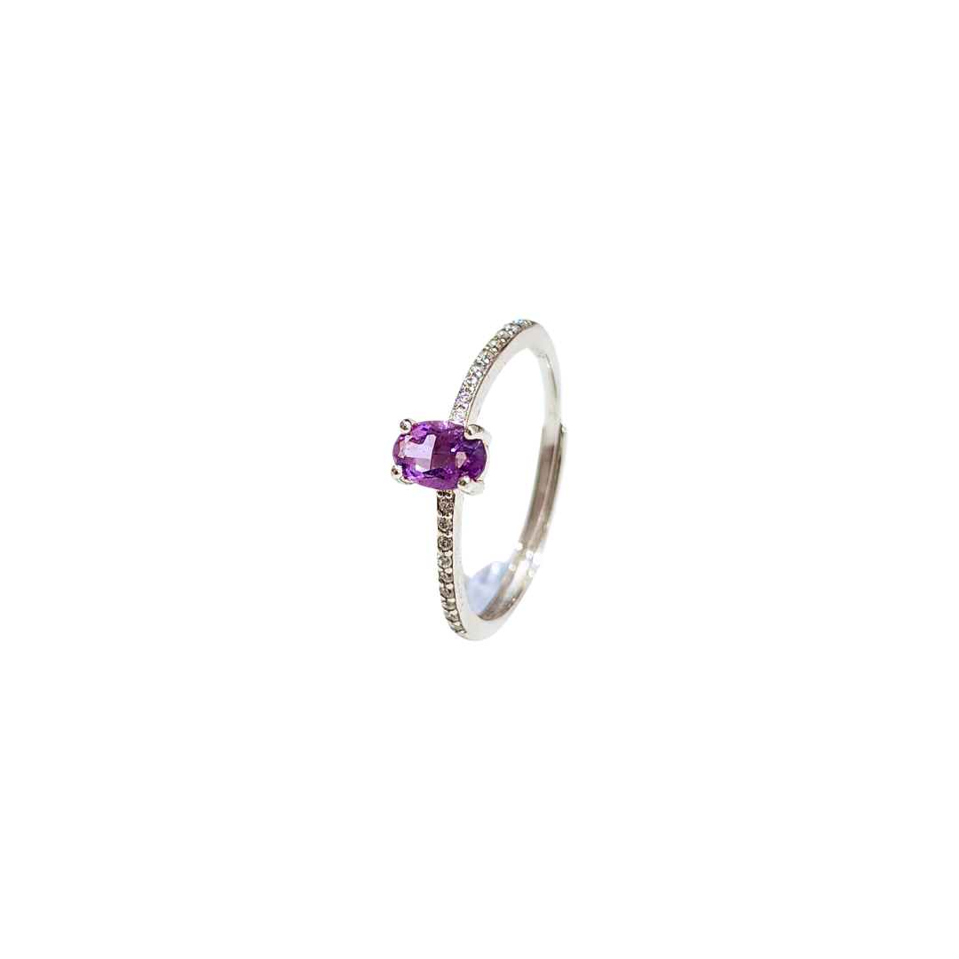 Lucky Clover amethyst four-leaf clover ring