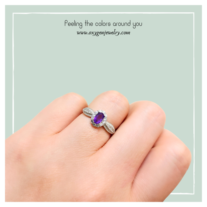 Lucky Clover amethyst four-leaf clover ring