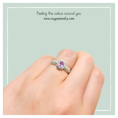 Lucky Clover amethyst four-leaf clover ring