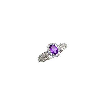 Lucky Clover amethyst four-leaf clover ring