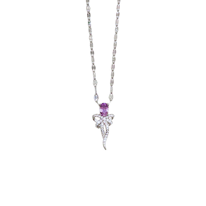 Ribbon Bow amethyst bow necklace