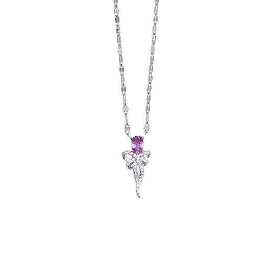 Ribbon Bow amethyst bow necklace