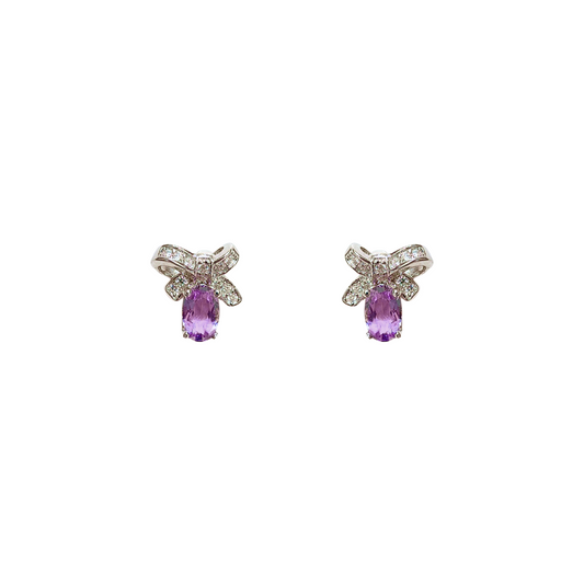 Ribbon Bow amethyst bow earrings