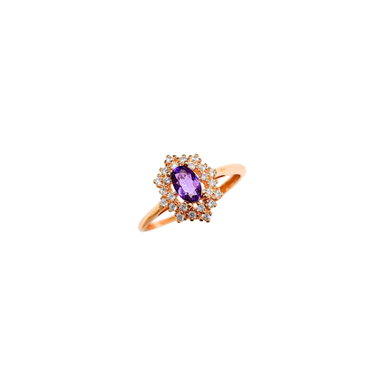 Lucky Clover amethyst four-leaf clover ring