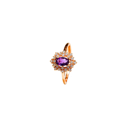 Lucky Clover amethyst four-leaf clover ring