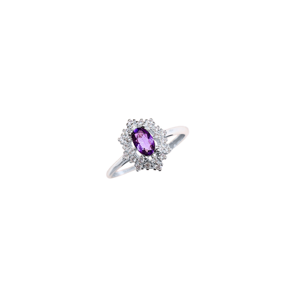 Lucky Clover amethyst four-leaf clover ring