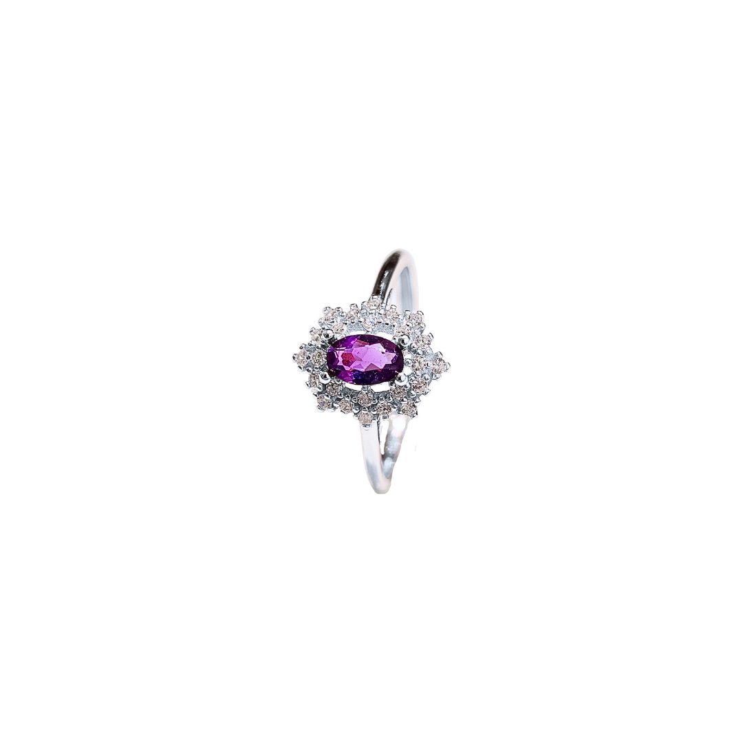 Lucky Clover amethyst four-leaf clover ring