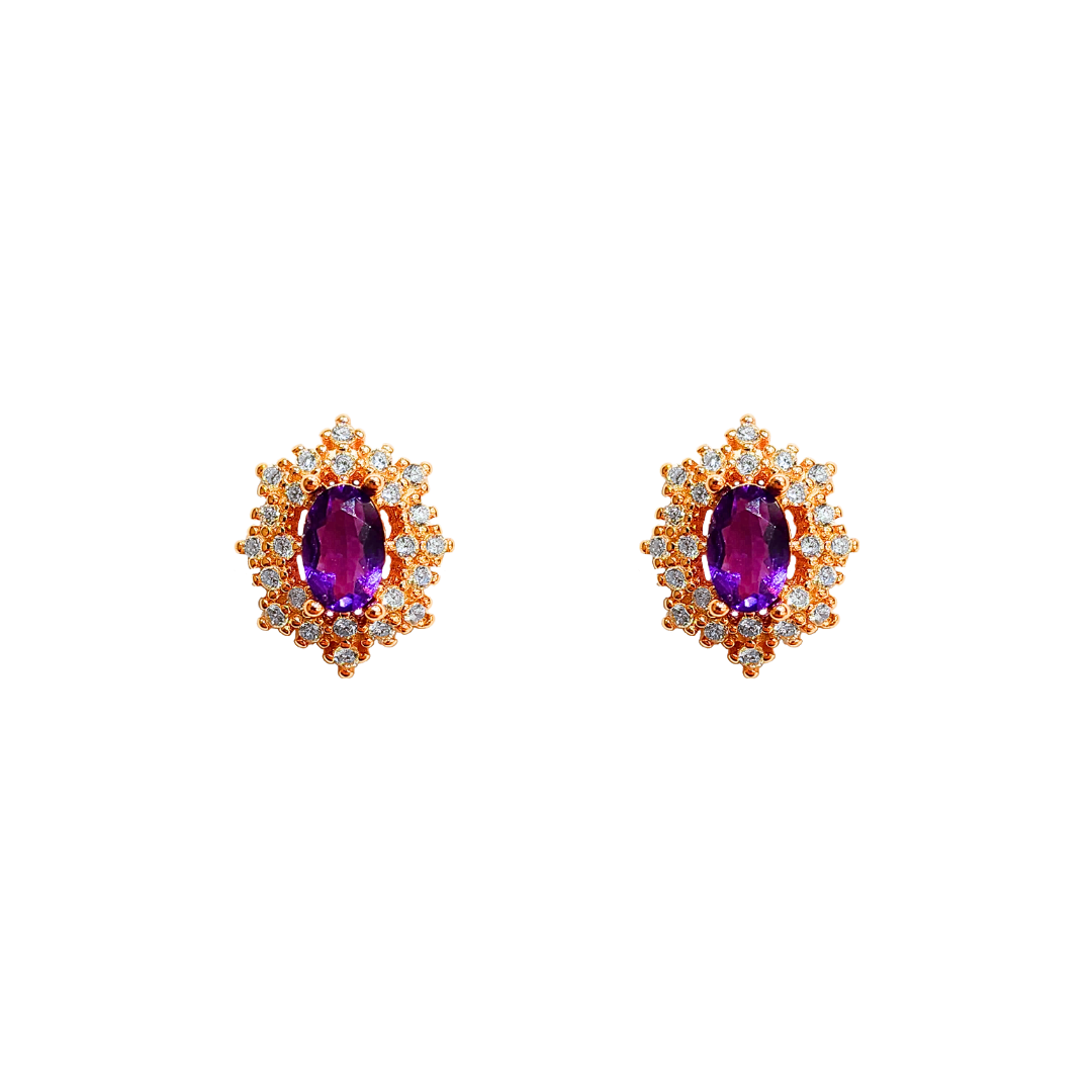 Round amethyst stone earrings