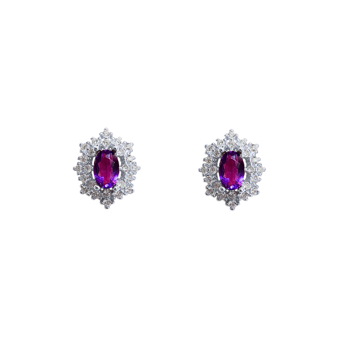 Round amethyst stone earrings