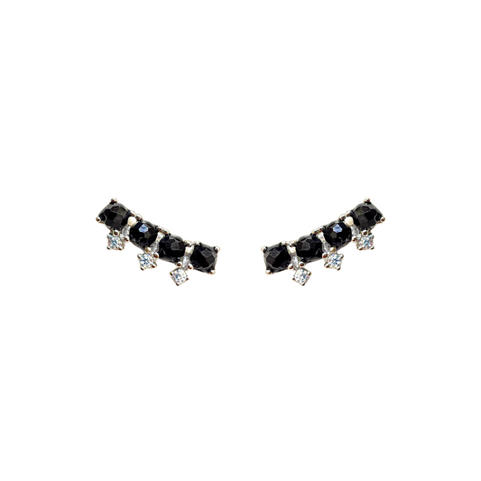 Round black spinel stone earrings