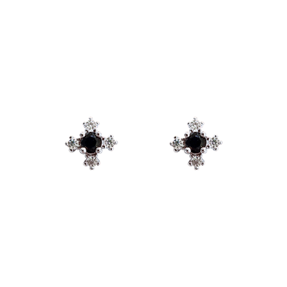 Black Spinel Button Edge Stud Earrings