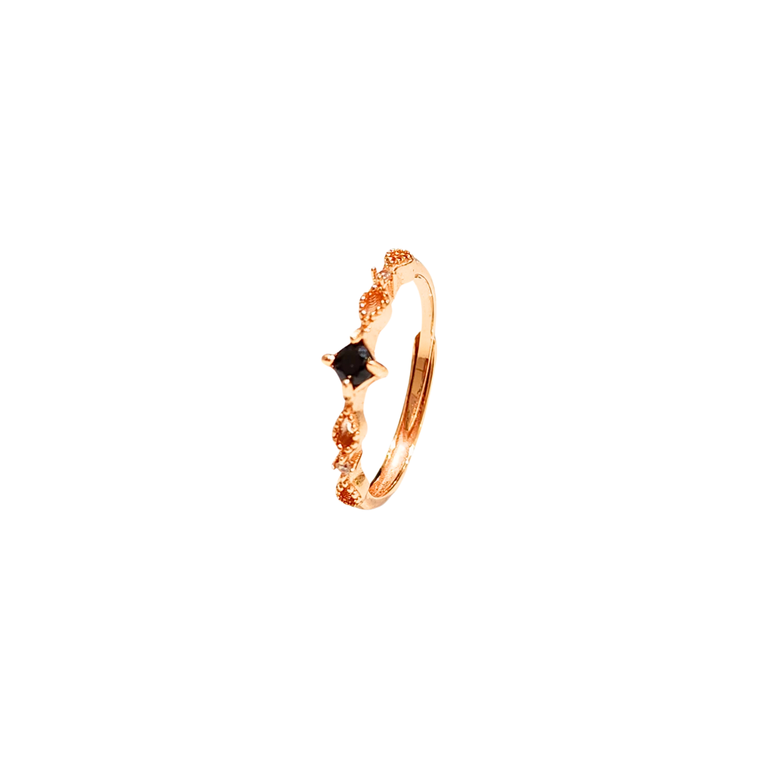 Lucky Clover black spinel four-leaf clover ring