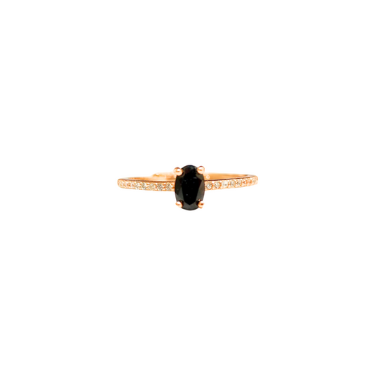 Lucky Clover black spinel four-leaf clover ring