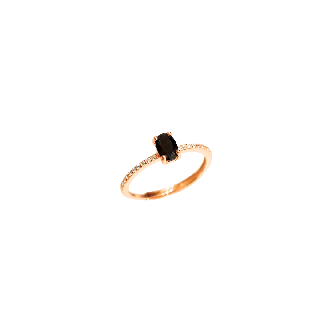 Lucky Clover black spinel four-leaf clover ring