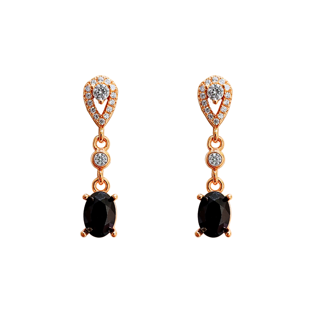 Round black spinel stone earrings