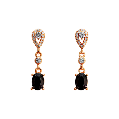 Round black spinel stone earrings